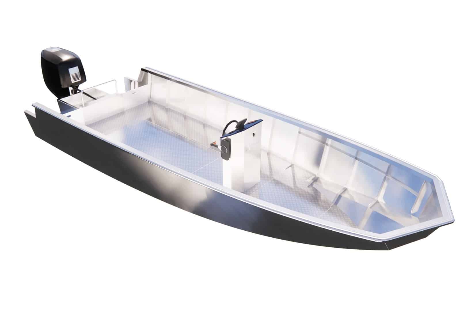 Isometrische Ansicht des PonTOM® Wallerboot 7.00 aus Aluminium