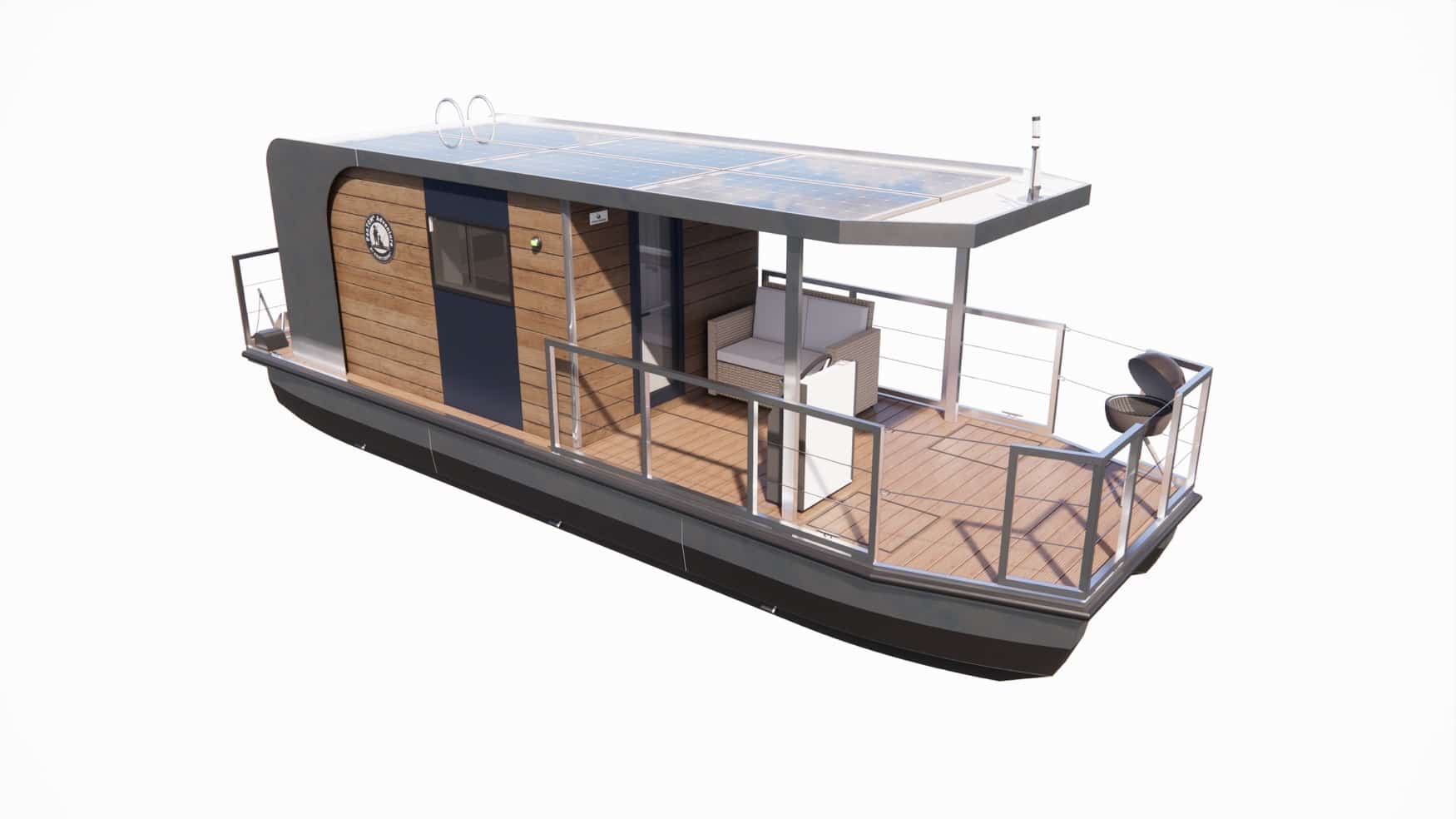 onTOM® 9.0 Kajütboot Elektroboot mit großer Bugterrasse Steuerbordansicht
