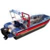 PonTOM® RTB2 Rettungsboot – Heckansicht mit Steuerstand und Außenbordmotor