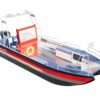 PonTOM® RTB2 Rettungsboot – Isometrische Ansicht mit Steuerstand und Bugklappe