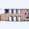 Draufsicht auf das PonTOM® Fahrgastboot 9 m mit Bestuhlung und Steuerstand